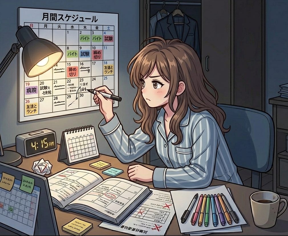 スケジュールを管理している様子